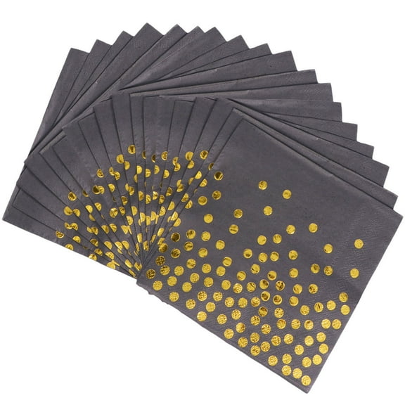 MLINS 20PCS Practical Black With Goldern Dot Pattern Paper Towel Party Supplies