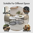 thumbnail image 4 of MAYEERTY 27.6" Nesting Coffee Table Set of 2, Round Wood Marble Top & Sturdy Metal Frame for Balcony Yard, White, 4 of 7