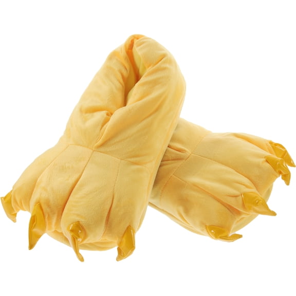 LOLIPPYY 1 Pair Cozy Furry Cartoon Slippers for Adults, Comfortable Yellow Home Shoes for Indoor Wear