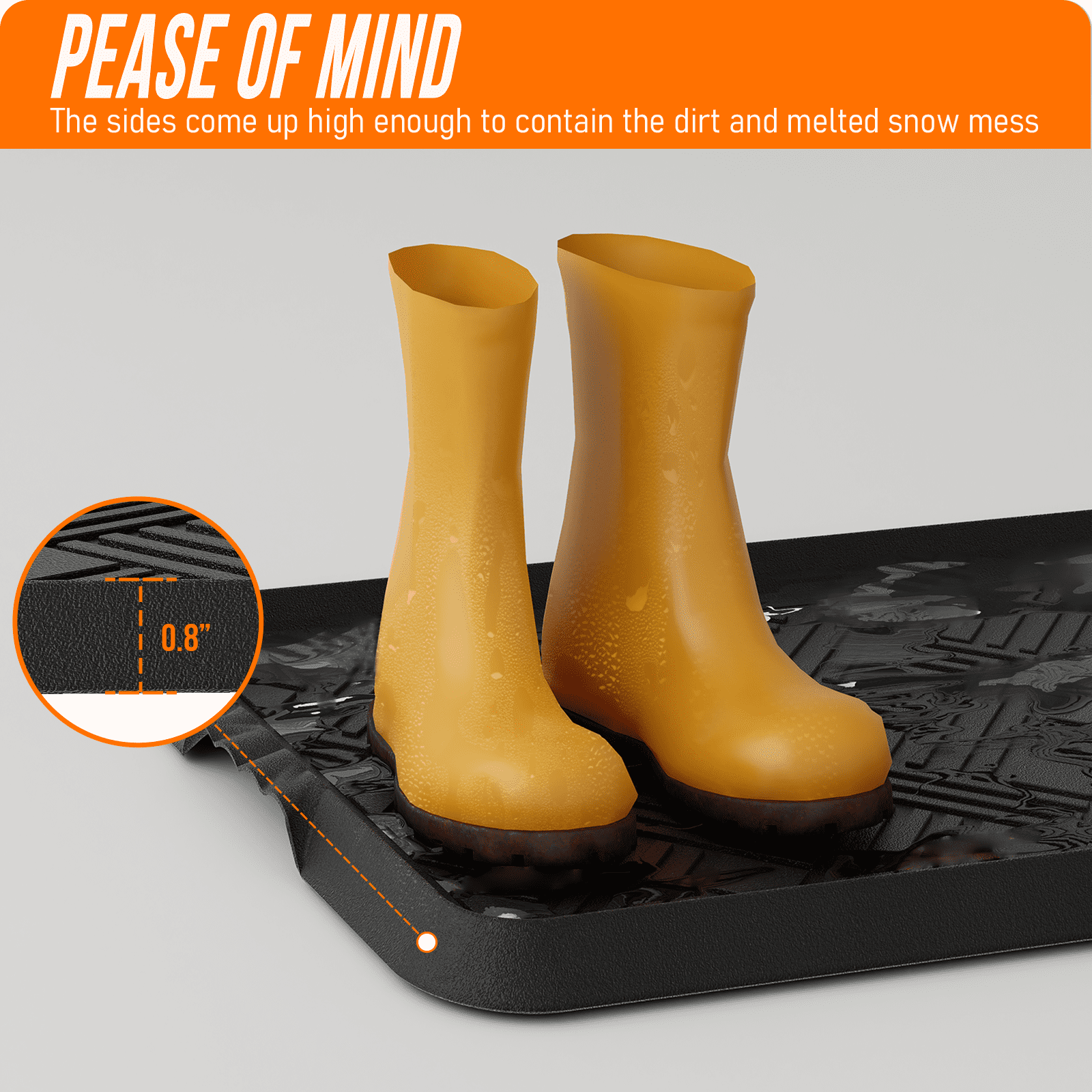 WATANIYA Large Waterproof Non-Slip Doormat Indoor/Outdoor Rubber Boot Tray, Shoe Tray for Entryway or Pet Food Mats Tray - 15.75" x 47.24", Black