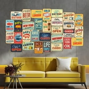 Walplus Vintage Metal Sign Peel and Stick Wallpaper Wall Collage Stickers 30pcs
