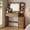 Walnut, variant on UGTOO Walnut Makeup Vanity Desk with Lights and Mirror, Mid-Century Modern Dressing Table with Charging Station & Type-C Port, Bedroom Beauty Vanity with 5 Drawers & Display Shelves
