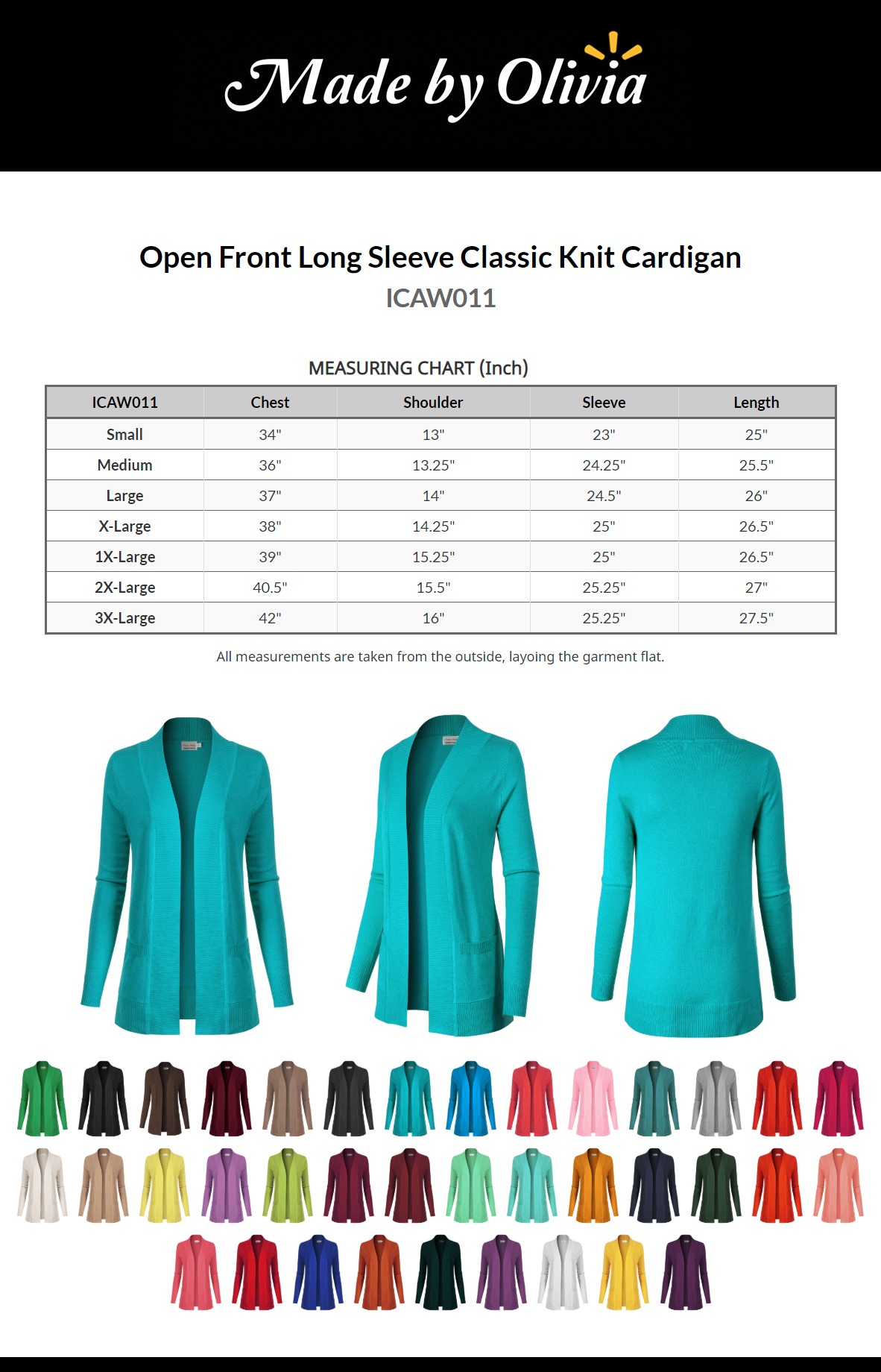 Made by Olivia Women's Open Front Long Sleeve Classic Knit Cardigan - image 2 of 3