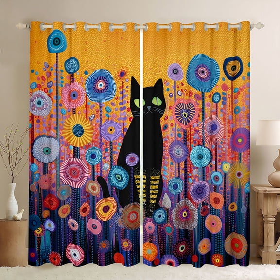 jejeloiu Multiucolor Geometric Citcle Curtains Pack of 2 (42x84 Each),Cute Cartoon Animal Curtains Blackout,Boho Bohemian Style Bedroom Curtains For Kids,Super Cozy Room Decor