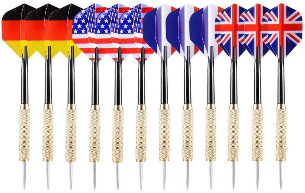 Tip Darts 12 pcs Steel Needle Darts With USA American National Flag Flight Fligh 
