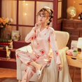 thumbnail image 1 of Pijamas de seda de manga larga para mujer, ropa de dormir suelta con estampado navideño, pantalones largos para el hogar, novedad de otoño, 2020, 1 of 4