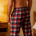 thumbnail image 2 of vdgthytj Mens Pajama Pants Plaid Bottoms Sleepwear Pj Sleep Straight Leg Lounge Pants with Pockets, 2 of 8