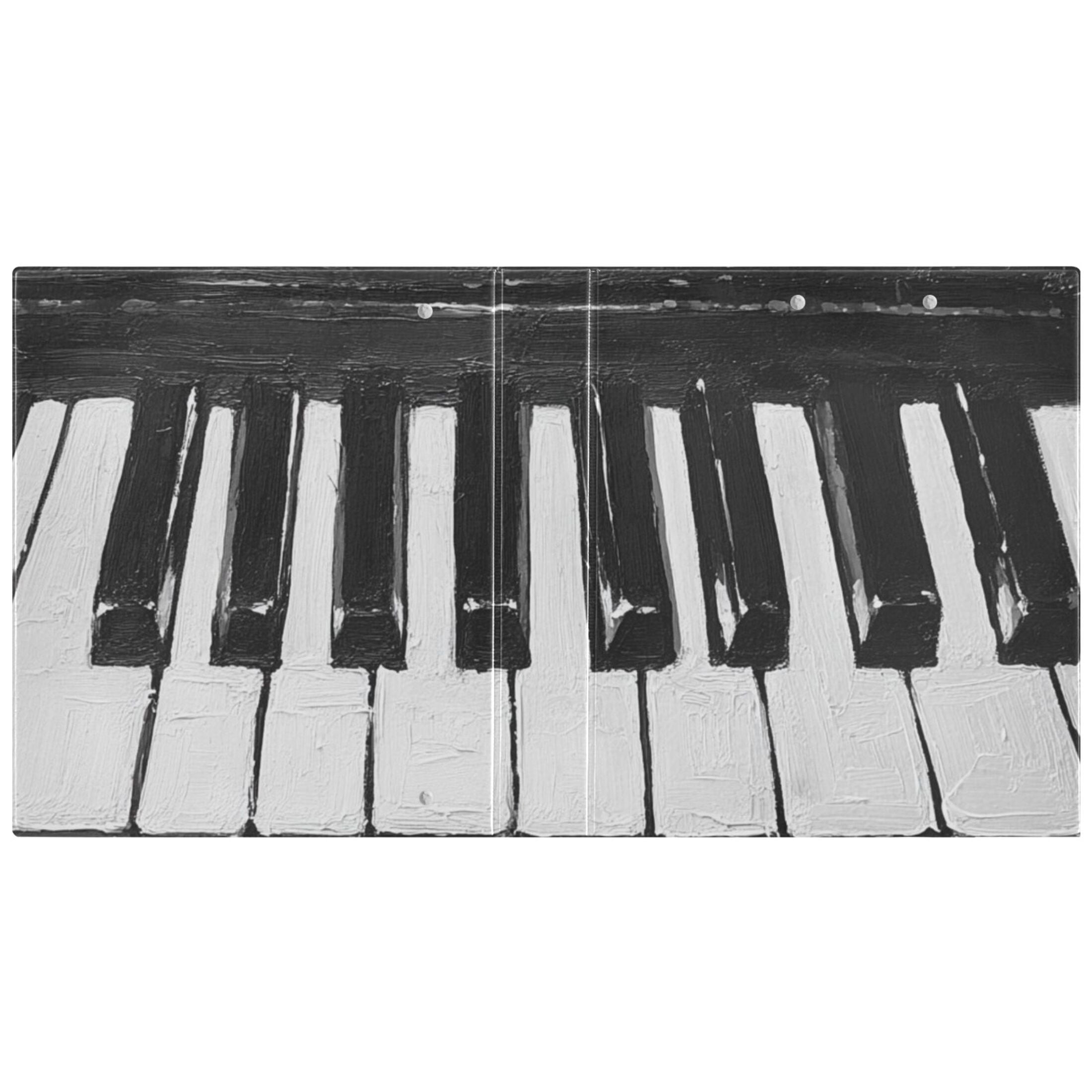 Piano Keys 3 Ring Binders 1.5 inch Hardcover File Folders with Interior Pockets A4 Size Organizer for School Office Hospital