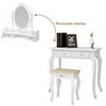 thumbnail image 3 of Topcobe Vanity Set with Stool, Multifunctional Wood Vanity Makeup Table Set with 4 Drawers Cosmetics Storage, Modern Concise Dressing Table with 360-Degree Rotation Removable Mirror, White, 3 of 7