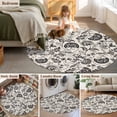 thumbnail image 6 of Farmhouse Black Floral Washable Round Area Rug 4 ft, Linen Boho Flower Rustic Country , Soft Non Slip Rugs Stain Repellent Indoor Felt Carpet for Living Dining Room Bedroom Home Office, 6 of 9