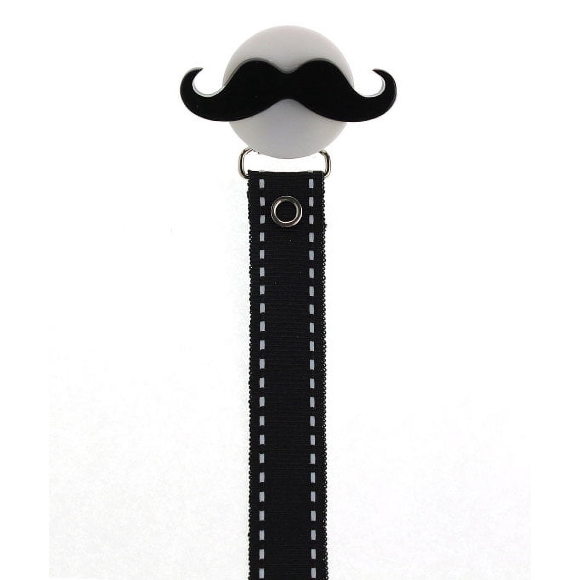 Handlebar Mustache Ribbon Pacifier Clip