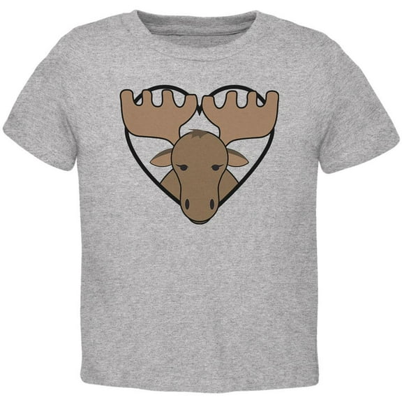 Love Heart Emerging Moose Toddler T Shirt Heather 4T