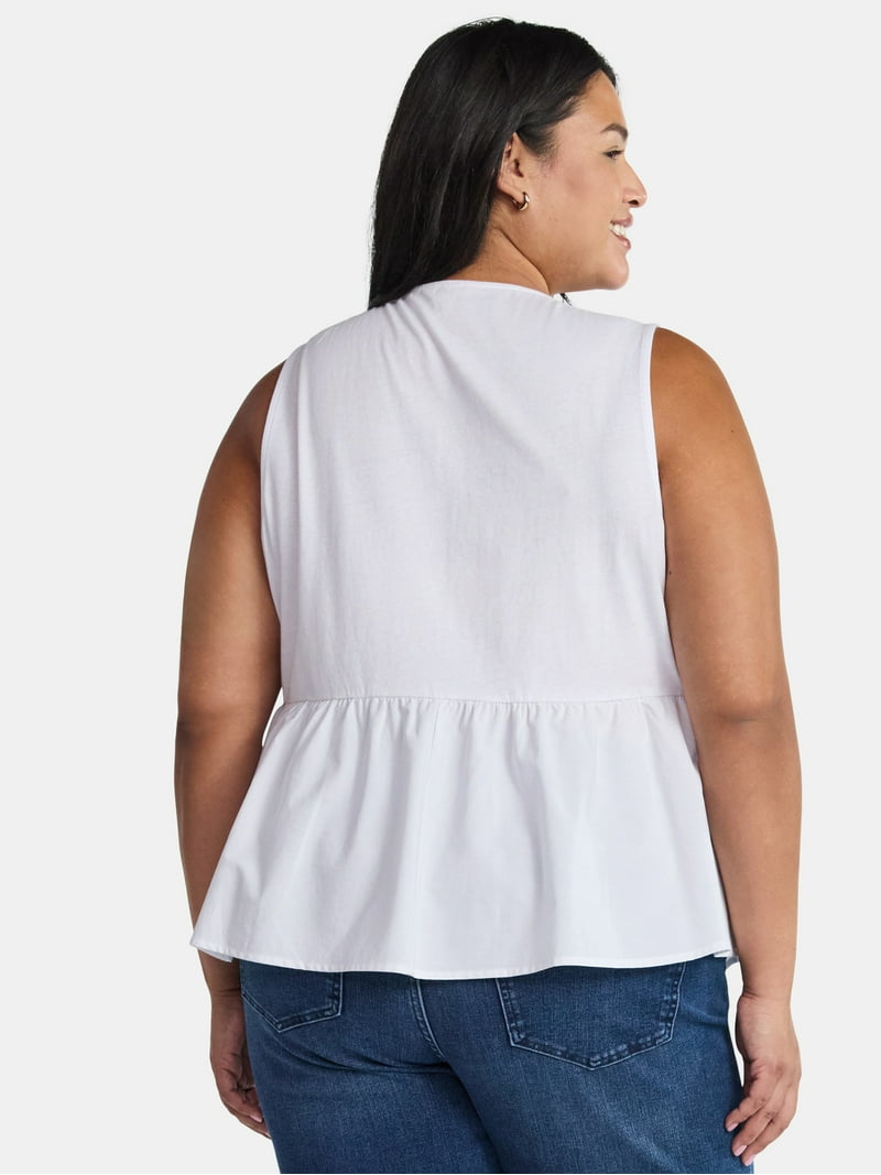 ☆FREEDOM☆ Globe Sleeveless Cream FD23MMSL2460CR Plus Size Sleeveless Tunic Tank Top – 24seven Comfort Apparel