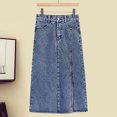 thumbnail image 3 of Conjunto de tres piezas de falda para mujer, Top sin mangas con tirantes, camisa de blusa blanca, Falda vaquera de línea A de cintura alta, tres vestidos de verano, 3 of 4