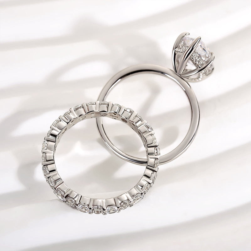Veda Jewel Marquise Cut 1.5 Ct Lab-Created Diamond Engagement Ring Set – Prong Setting in 14K White Gold Plated for Women – Perfect Wedding Gift for Special Occasions