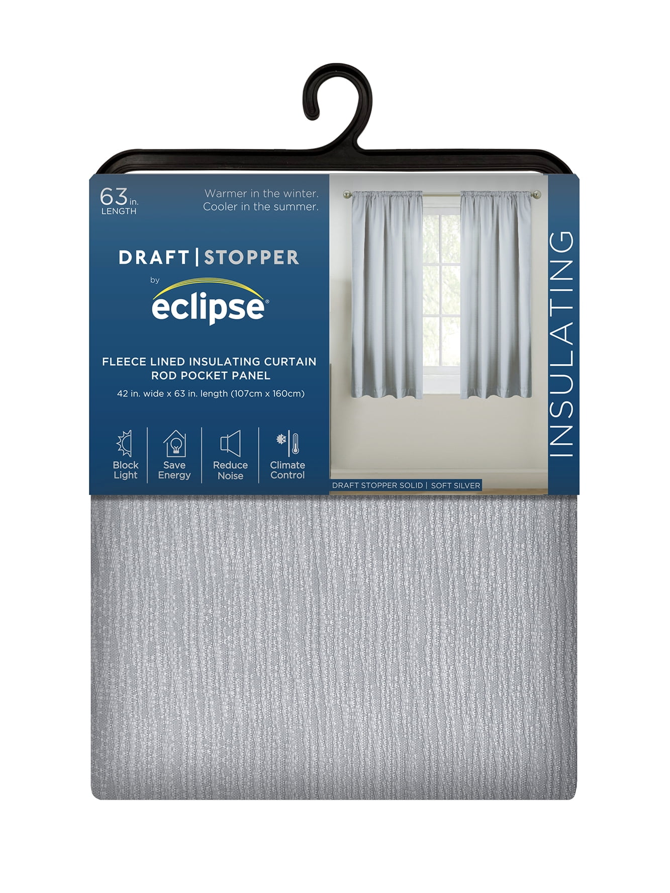 Eclipse Draft Stopper Room Darkening Fleece Lined Rod Pocket