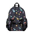 thumbnail image 3 of Dinosaur and Planet Black Pattern Cute School Backpack Bag for School with Padded Back and Adjustable Shoulder Straps 15.25"x11.5"x5.25", 3 of 5