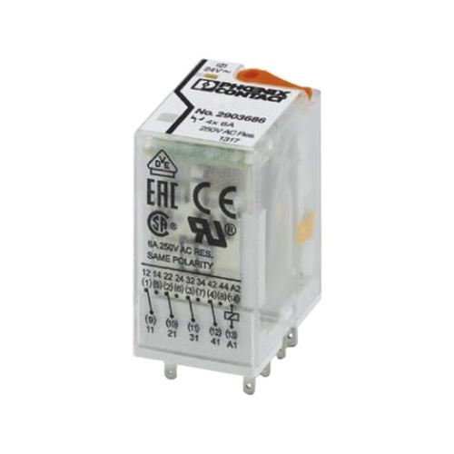 2903686 - RELAY AC 24V 4P2T 6A 14P SOL/SKT 6A 250VAC/DC