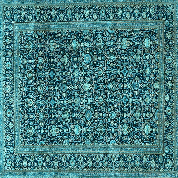 Ahgly Company Indoor Square Persian Light Blue Traditional Area Rugs, 5' Square
