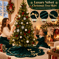 thumbnail image 6 of Lomyolo 36Inch Christmas Tree Skirt - Luxury Velvet with Sparkling Gold Lace Trim, Scalloped Edge Xmas Tree Skirt for Merry Christmas Party Gift Holiday Home Decor - Green, 6 of 8