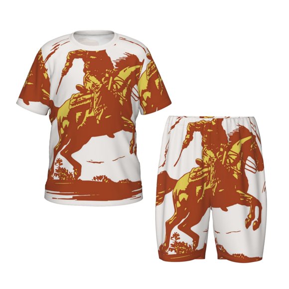 Balery Vintage Cowboy On A Bronco Horse Conjunto de Pijama Infantil de Manga Corta con Estampado – Ropa de Dormir de Algodón Suave-XX-Large
