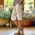 thumbnail image 4 of Beige Womens Sweatpants Womens Casual Loose Elastic Waist Cotton Trouser Cropped Wide Leg Pants Casual Pants Women, 4 of 5
