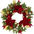 thumbnail image 2 of Christmas Wreaths for Front Door 22–24Inch Outdoor Christmas Door Wreath with Lights,Classic Xmas Wreath with Pinecone,White Berries and Silver Ornaments Design, Holiday Outdoor Wreaths Decor, 2 of 5