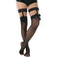 thumbnail image 3 of ToBeInStyle Women's Suspender Lace w/ Bow Thigh High - Black - One Size, 3 of 7