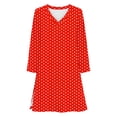 thumbnail image 6 of XPMWRP Women's Polka Dot V Neck Tunic Top 3/4 Sleeve Loose Fit Casual Blouse Flowy Longline Shirt for Daily Wear Red M, 6 of 6
