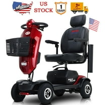 SEGMART Heavy-Duty Four-Wheel Electric Outdoor Scooter with Variable Speed, Cup Holder and USB Port, 16-Mile Range, 300-Pound Weight Capacity, Suitable for Seniors and Adults, Red