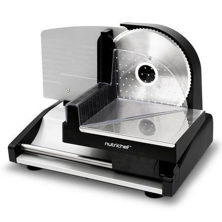 Electric Meat Slicing Machine - Automatic Food Preparation Equipment Meat Slicer for Kitchen Use (Black)