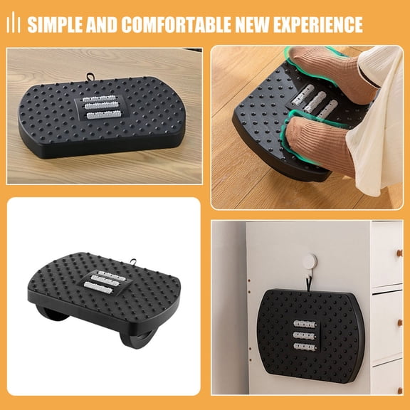 OUNONA Portable Black Desk Footrest with Non- for Comfortable Support in Office and Bathroom Use