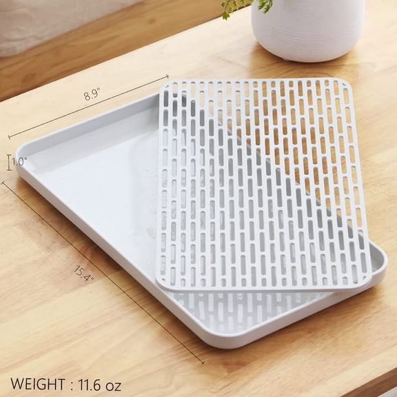 Dish Drying  & Drain Tray for Kitchen Sink, Multi-Use White Mat with Sleek Design