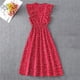 thumbnail image 5 of Vestido HUOGUO, casual, manga mariposa, volantes, chifón, para mujer, 5 of 5
