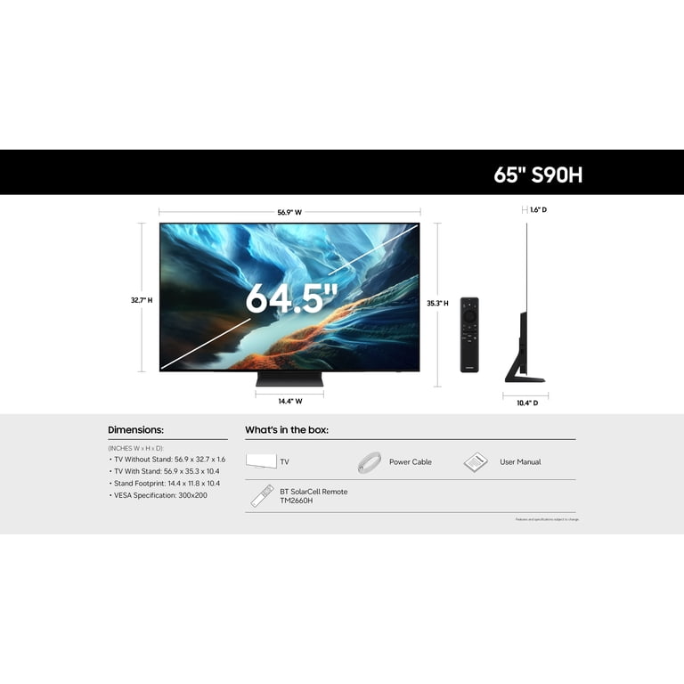 Samsung 65” Class S90H Series OLED 4K UHD Samsung Vision AI Smart