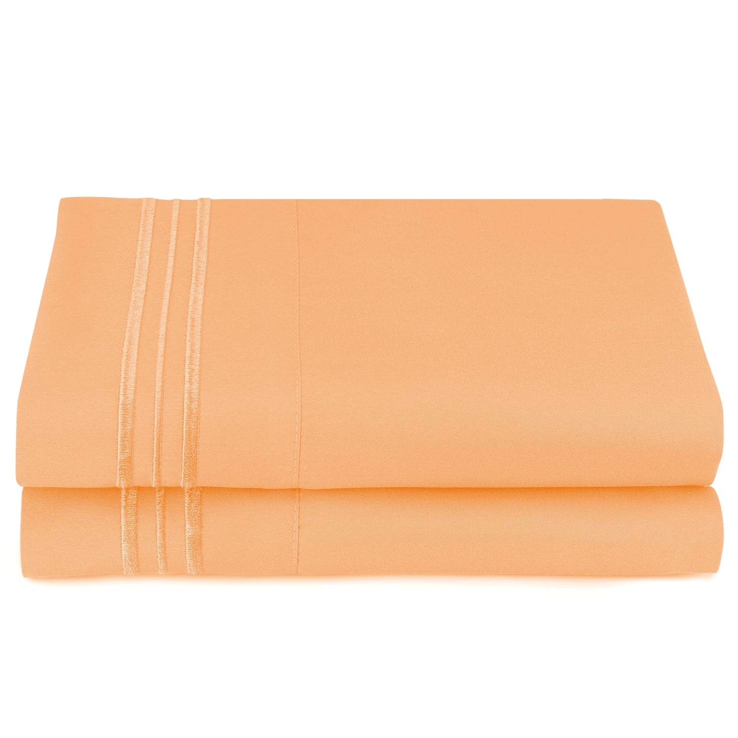 Clara Clark Pillow Cases Premier 1800 Microfiber Collection Pillow Case Set Of 2 Pieces, Standard Size, Apricot Orange