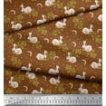 thumbnail image 3 of Soimoi Japan Crepe Satin Fabric Dot,Leaves & Rabbit Animal Printed Craft Fabric by the Yard 42 Inch Wide, 3 of 3