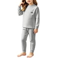 thumbnail image 6 of QSXADF Kid's Fall/Winter Fuzzy Casual Fleece Set Graphic Long Sleeve Tight Letter Thermal Top Pant 2 Piece Set For Home Wear Children Clothing Set, 6 of 6