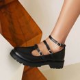 thumbnail image 4 of Zapatos de cuero para mujer Inglaterra boca baja gruesa con zapatos individuales cinturón Retro hebilla estudiante Wmkox8yii ghj2513, 4 of 5