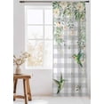 thumbnail image 3 of Sheer Curtains 96 Inches Long, Watercolor Floral Semi Sheer Curtains Light Filtering Window Treatment, Spring Flowers Birds Plants Gray Plaid Privacy Voile Drapes for Living Room Bedroom 52x96 Inch, 3 of 7
