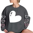thumbnail image 4 of Heart Sweatshirt Womens Long Sleeve Pullover Shirt Crewneck Trendy Cute Tops Holiday Valentines Day Outfits, M Dark Gray, 4 of 5