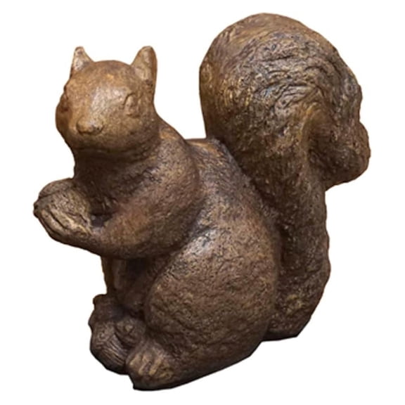 Large Squirrel with Acorn Concrete Statue, 10" Tall, Espresso Color