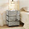thumbnail image 3 of Wooden Nightstands Mirrored Bedside Nightstand, Modern Side Table with 3 Drawers, Silver Accent End Table with Crushed Diamonds for Bedroom, Dorm and Living Room, 17.7"W x 13.8"D x 23.6"H,Bedside Nig, 3 of 9