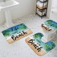 thumbnail image 3 of Palm Leaf Bathroom Rugs Set Life Is Better at The Beach Green Leaf Non Slip Absorbent Soft Bath Mats 3 Piece Set with Bathroom Rug, U-Shaped Floor Mat, Toilet Seat Cover Small Size, 3 of 9