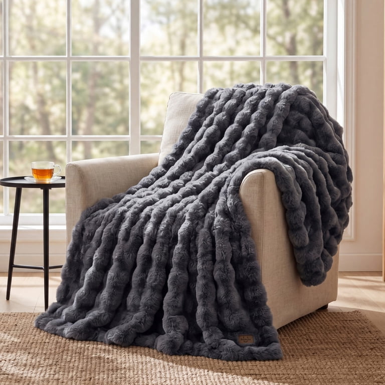 U by Bedsure Gentlesoft Fluffy Fleece Throw Blanket, 50x60" photo 1
