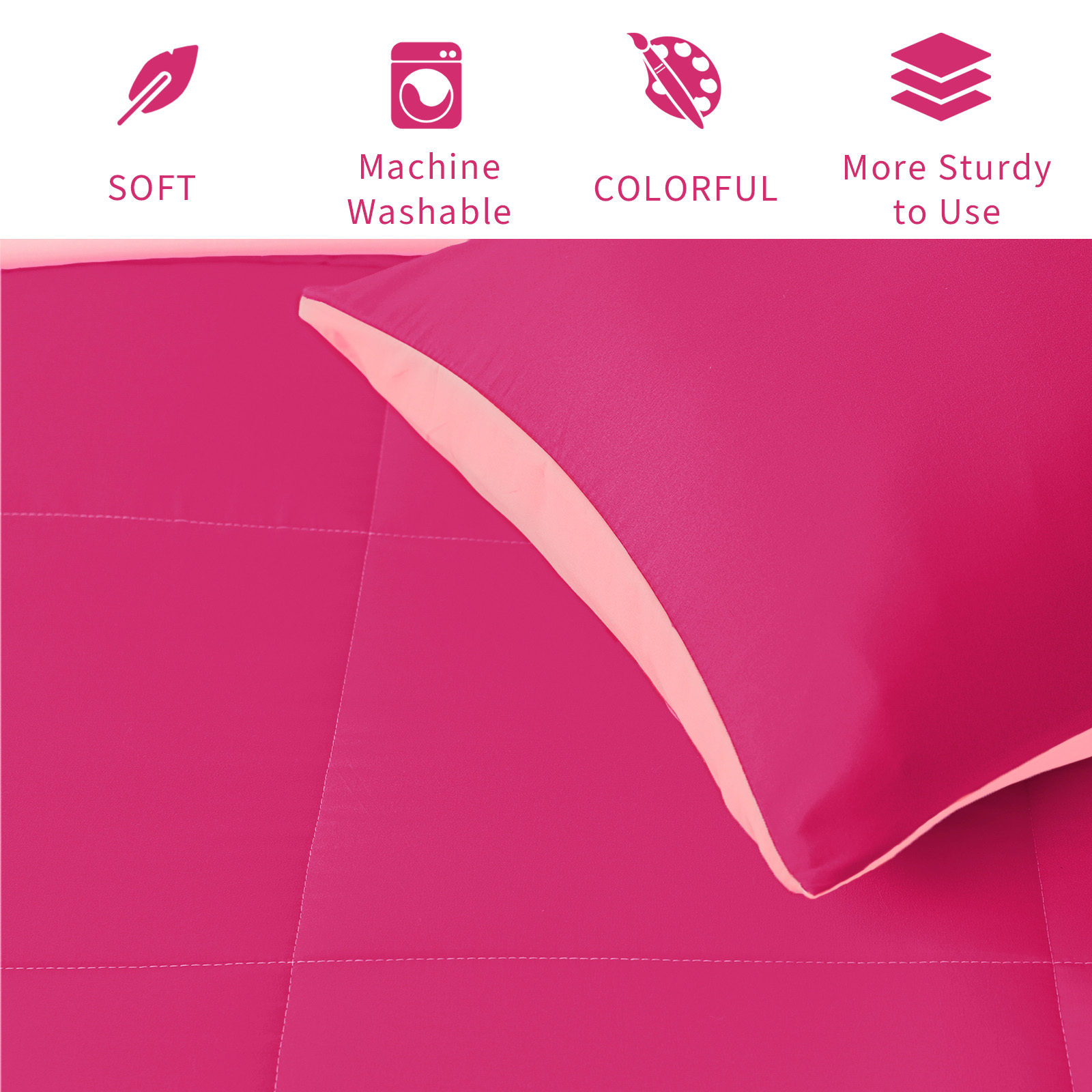Exclusivo Mezcla Queen Comforter Set, 3-Piece, Reversible Pink photo 5