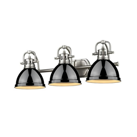 24.5 inch 3 Light Vanity Light in Classic Style 8.5 inches High By 24.5 inches Wide-Pewter Finish-Black  Shade Color Bailey Street Home