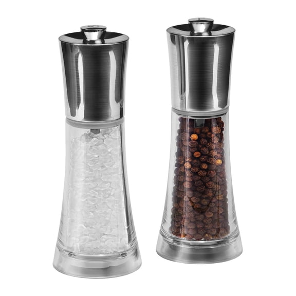 Cole & Mason Acrylic Salt and Pepper Mills, Clear and Silver, 6.5"