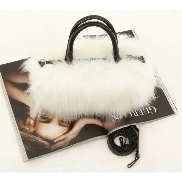 fluffy white purse