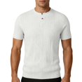 thumbnail image 5 of Shirts for Men, Men's Ribbed Knit T-Shirts Short Sleeve Plus Size Casual Notch V Neck Muscle Slim Fit Basic Tee Top Summer Everyday Wear White XL, 5 of 5